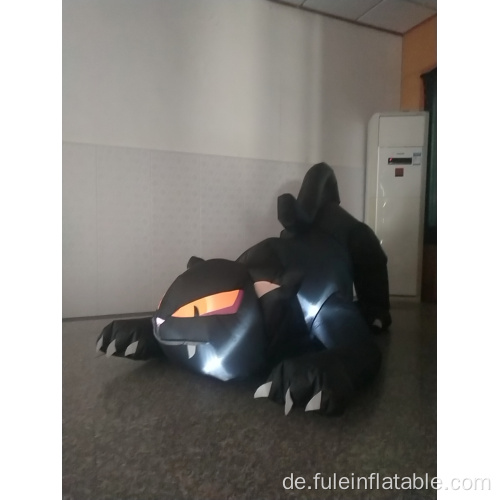 Animierte aufblasbare schwarze Halloween-Katze Rotierender Kopf